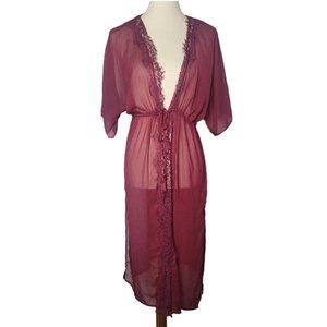 Time and Tru burgundy chiffon cover up / robe one size